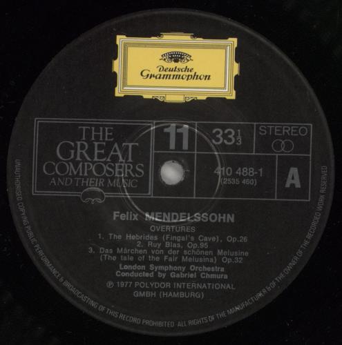 Felix Mendelssohn Overtures including Midsummer Night's Dream, Opus 21 + Magazine vinyl LP album (LP record) UK M2BLPOV875132