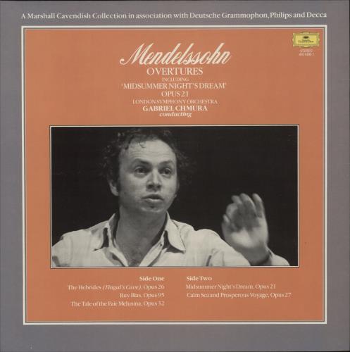 Felix Mendelssohn Overtures including Midsummer Night's Dream, Opus 21 + Magazine vinyl LP album (LP record) UK M2BLPOV875132