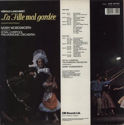 Ferdinand Herold Herold / Lanchbery: La Fille Mal Gard�e: Highlights From The Ballet vinyl LP album (LP record) UK FHZLPHE875166