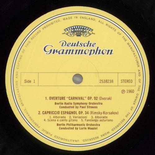 Ferenc Fricsay Carneval Ouvertre / Die Moldau / Capriccio Espagnol / Eine Nacht Auf Dem Kahlen Berge vinyl LP album (LP record) UK I16LPCA879515