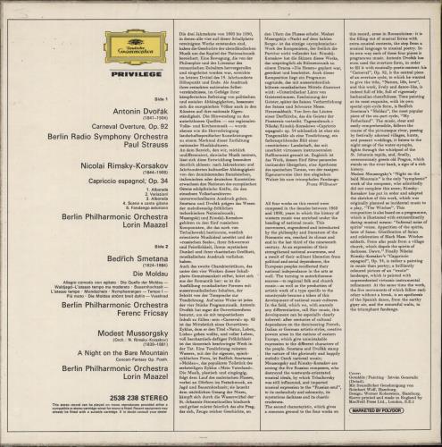 Ferenc Fricsay Carneval Ouvertre / Die Moldau / Capriccio Espagnol / Eine Nacht Auf Dem Kahlen Berge vinyl LP album (LP record) UK I16LPCA879515