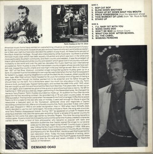 Ferlin Husky "Bop Cat Bop" - The Rockabilly Collection vinyl LP album (LP record) UK FHRLPBO699001