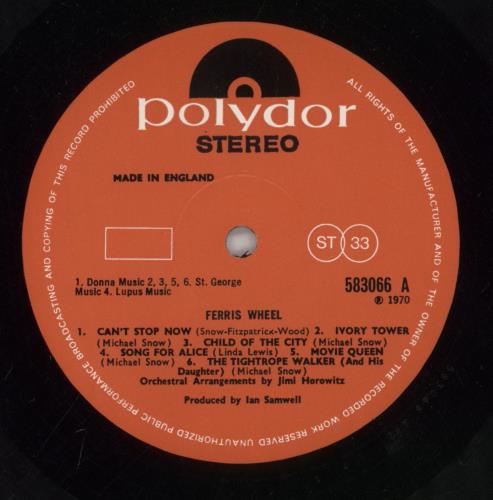 Ferris Wheel Ferris Wheel - EX vinyl LP album (LP record) UK FW-LPFE263852