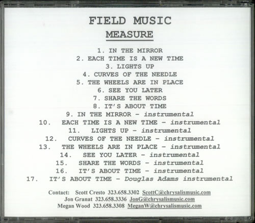 Field Music Measure + Instrumentals CD-R acetate US FEMCRME541138
