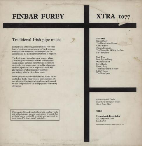 Finbar Furey Traditional Irish Pipe Music vinyl LP album (LP record) UK 2Q2LPTR759252
