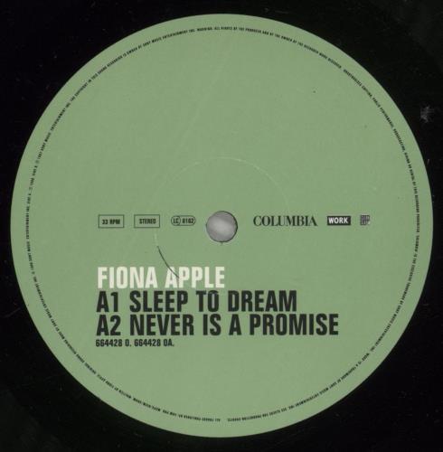 Fiona Apple Sleep To Dream 10" vinyl single (10 inch record) UK FIA10SL881959
