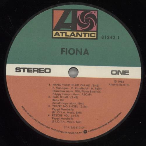Fiona Fiona vinyl LP album (LP record) US FNALPFI888491