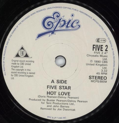 Five Star Hot Love 7" vinyl single (7 inch record / 45) UK FIV07HO193675