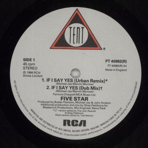 Five Star If I Say Yes (Remixes) 12" vinyl single (12 inch record / Maxi-single) UK FIV12IF10586