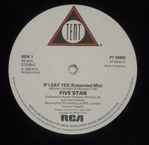 Five Star If I Say Yes 12" vinyl single (12 inch record / Maxi-single) UK FIV12IF55931