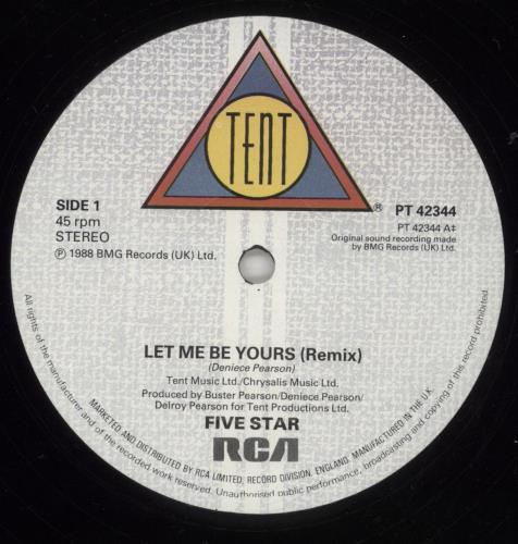 Five Star Let Me Be Yours 12" vinyl single (12 inch record / Maxi-single) UK FIV12LE34411