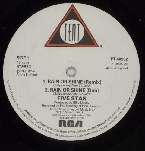 Five Star Rain & Shine 12" vinyl single (12 inch record / Maxi-single) UK FIV12RA55930