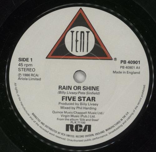 Five Star Rain Or Shine 7" vinyl single (7 inch record / 45) UK FIV07RA225089