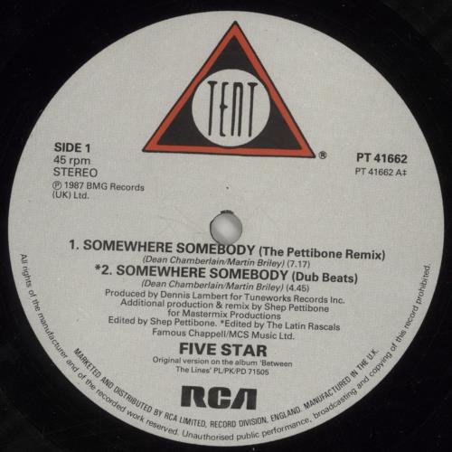 Five Star Somewhere Somebody + Booklet 12" vinyl single (12 inch record / Maxi-single) UK FIV12SO567384
