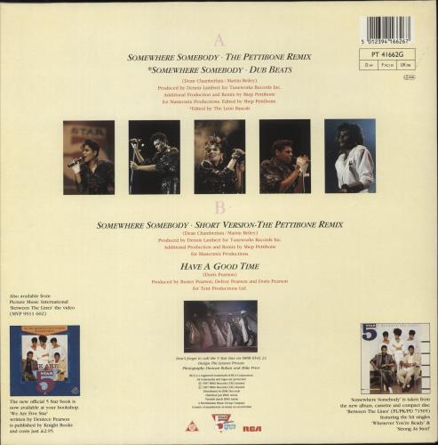 Five Star Somewhere Somebody + Booklet 12" vinyl single (12 inch record / Maxi-single) UK FIV12SO567384