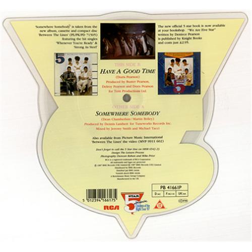 Five Star Somewhere Somebody shaped picture disc (picture disc vinyl record) UK FIVSHSO63410
