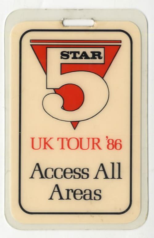 Five Star UK Tour '86 tour pass UK FIVTPUK556902