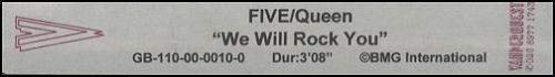 Five We Will Rock You video (VHS or PAL or NTSC) UK FVEVIWE256800