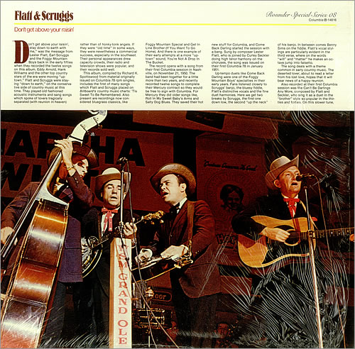 Flatt & Scruggs Don't Get Above Your Raisin' vinyl LP album (LP record) US F&SLPDO449475