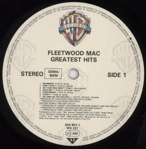 Fleetwood Mac Greatest Hits vinyl LP album (LP record) UK MACLPGR341165