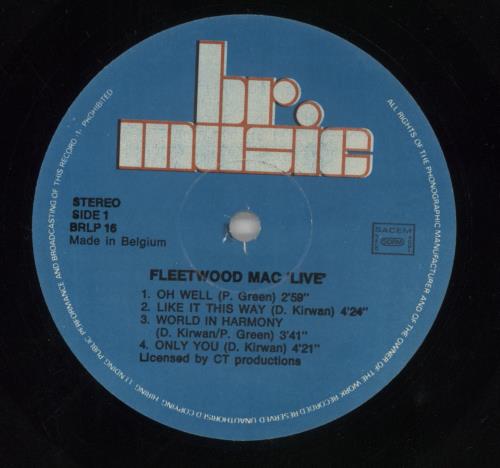 Fleetwood Mac Live vinyl LP album (LP record) Belgian MACLPLI575218