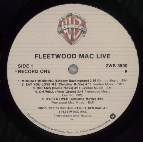 Fleetwood Mac Live 2-LP vinyl record set (Double LP Album) Canadian MAC2LLI879208