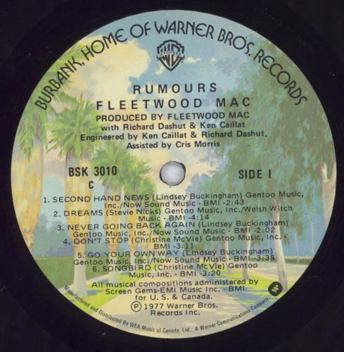 Fleetwood Mac Rumours - EX vinyl LP album (LP record) Canadian MACLPRU832968