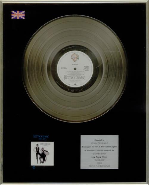 Fleetwood Mac Rumours - Triple Platinum award disc UK MACAWRU536931