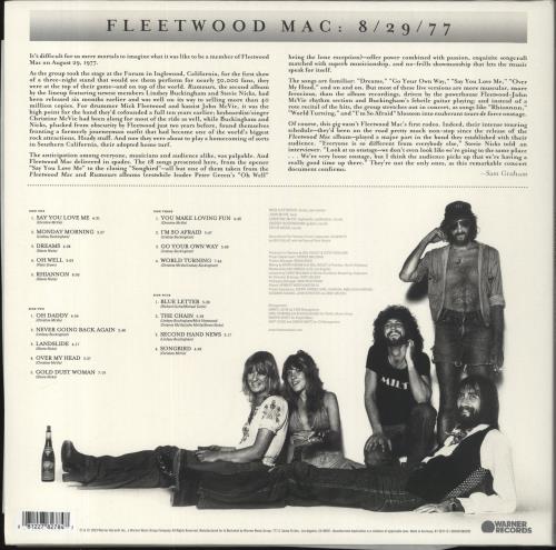 Fleetwood Mac Rumours Live - Crystal Clear Vinyl 2-LP vinyl record set (Double LP Album) UK MAC2LRU835928