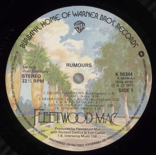 Fleetwood Mac Rumours vinyl LP album (LP record) German MACLPRU802837