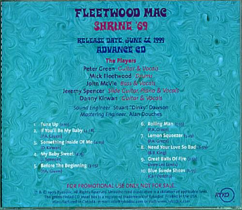 Fleetwood Mac Shrine '69 CD album (CDLP) US MACCDSH146051