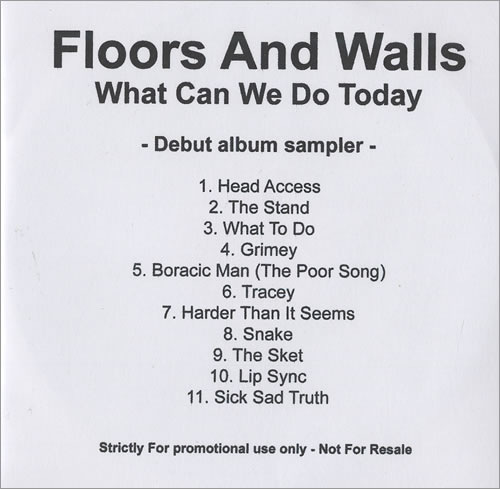 Floors + Walls What Can We Do Today - Album Sampler CD-R acetate UK F+WCRWH472415
