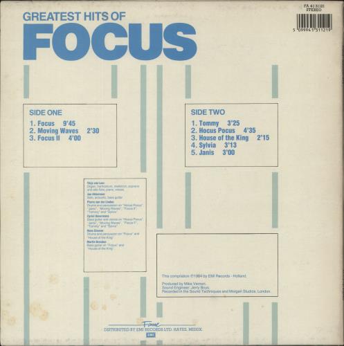Focus Greatest Hits Of Focus vinyl LP album (LP record) UK FOCLPGR405233