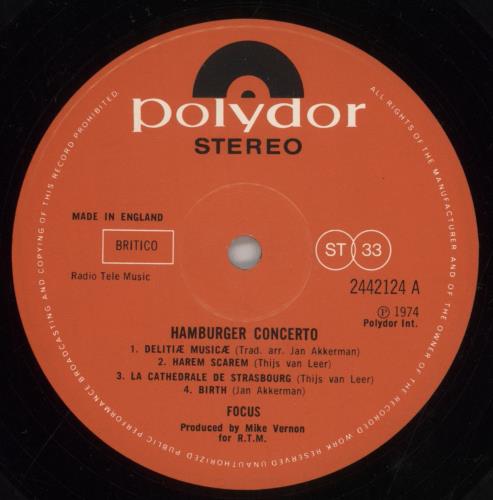 Focus Hamburger Concerto vinyl LP album (LP record) UK FOCLPHA647038