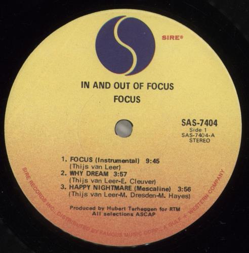 Focus In And Out Of Focus vinyl LP album (LP record) US FOCLPIN740282