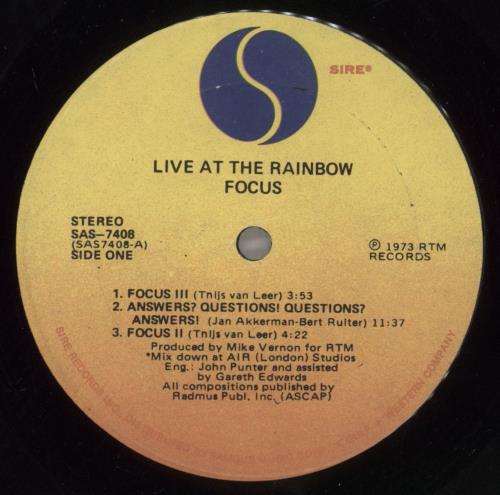 Focus Live At The Rainbow - Shrink vinyl LP album (LP record) US FOCLPLI879938