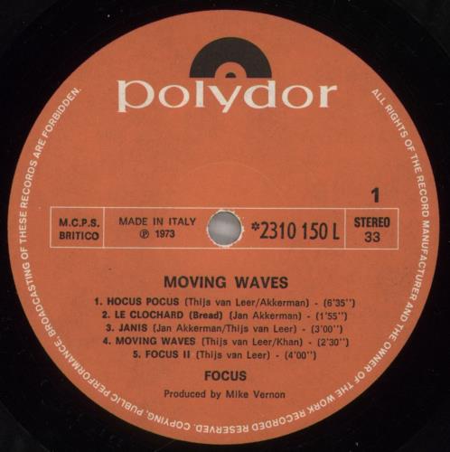 Focus Moving Waves vinyl LP album (LP record) Italian FOCLPMO759944