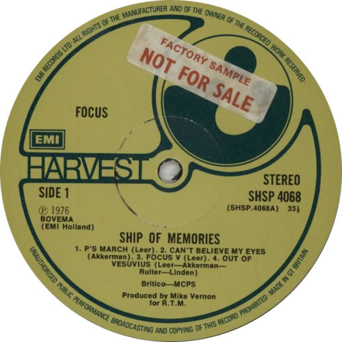 Focus Ship Of Memories - Factory Sample vinyl LP album (LP record) UK FOCLPSH618256