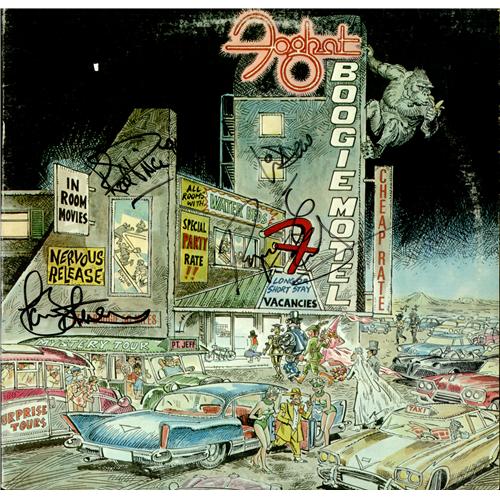 Foghat Boogie Motel - Autographed Sleeve vinyl LP album (LP record) US FGHLPBO424244
