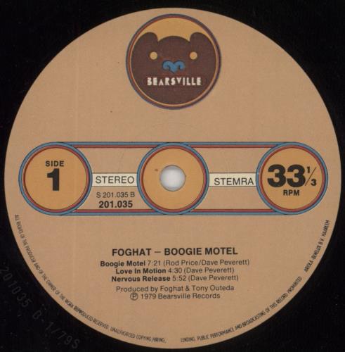 Foghat Boogie Motel vinyl LP album (LP record) Belgian FGHLPBO849195