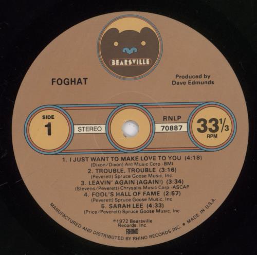 Foghat Foghat vinyl LP album (LP record) US FGHLPFO893189