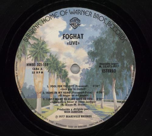 Foghat Live - EX vinyl LP album (LP record) Spanish FGHLPLI873306