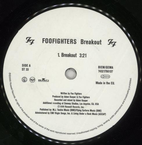 Foo Fighters Breakout 7" vinyl single (7 inch record / 45) UK FOO07BR166328