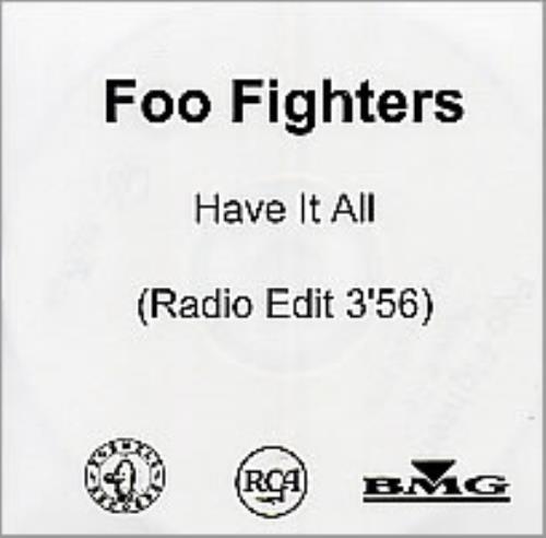Foo Fighters Have It All CD-R acetate UK FOOCRHA256215