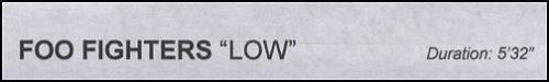Foo Fighters Low video (VHS or PAL or NTSC) UK FOOVILO278198