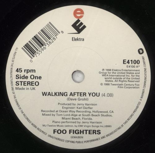 Foo Fighters Walking After You 7" vinyl single (7 inch record / 45) UK FOO07WA119526