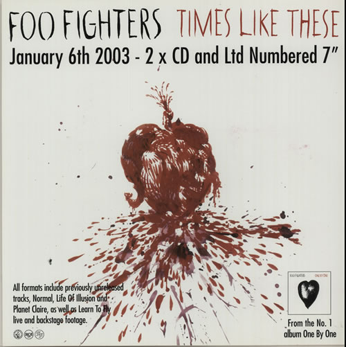 Foo Fighters Times Like These UK Promo display (632196)