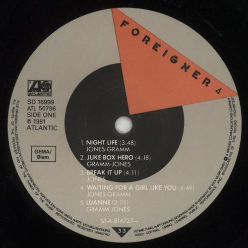 Foreigner 4 (Four) - EX vinyl LP album (LP record) German FORLPFO246425