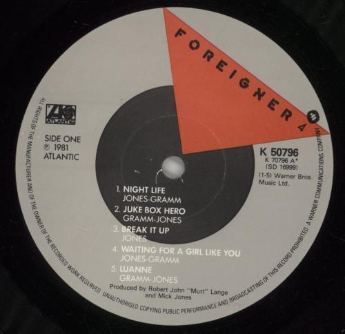 Foreigner 4 (Four) vinyl LP album (LP record) UK FORLPFO618211