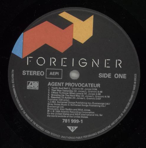 Foreigner Agent Provocateur vinyl LP album (LP record) Greek FORLPAG883442